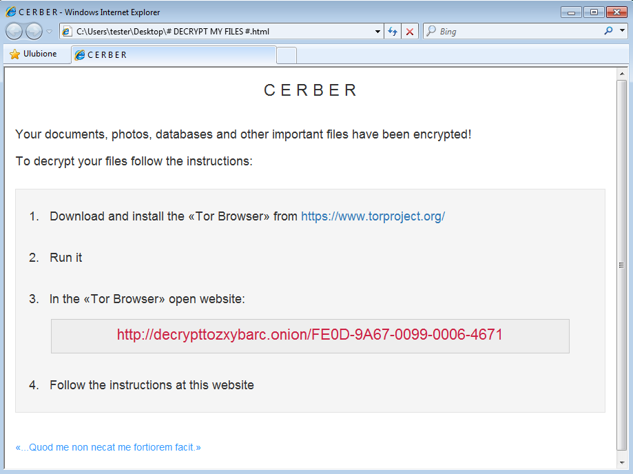 # DECRYPT MY FILES # ransom instructions